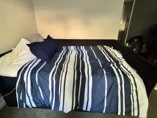 Navy blue day bed with - day,
