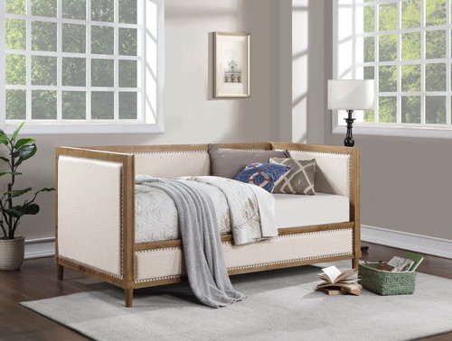 Beige fabric upholstered 1pc - upholstered,